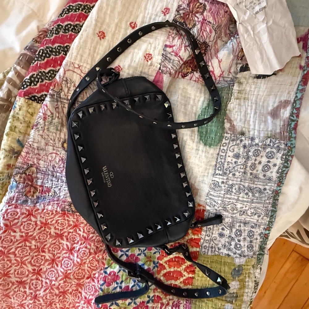 Valentino garavani leather small rock stud crossbody bag